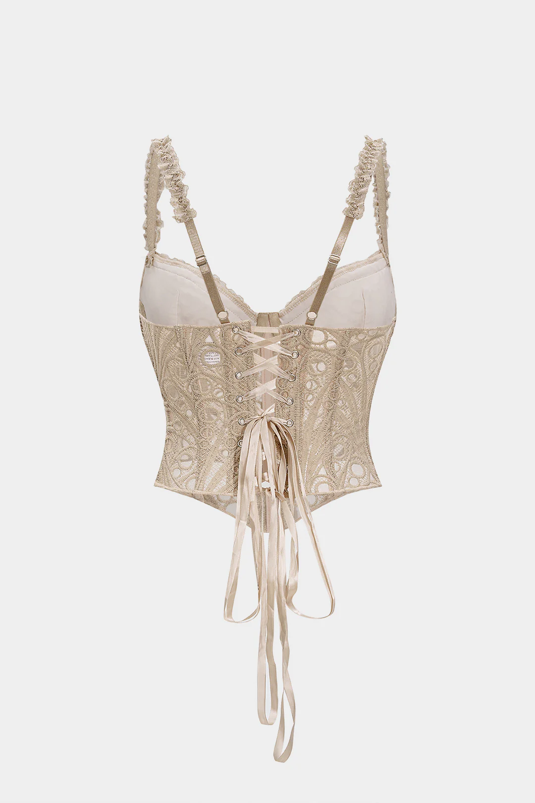 Lace Trim Bustier Corset Tie-Back Cami Top - Flockneti