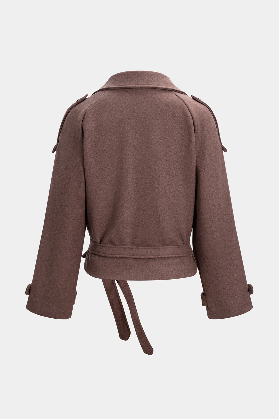 Woolen Button Tie-Up Double-Breasted Coat - Flockneti