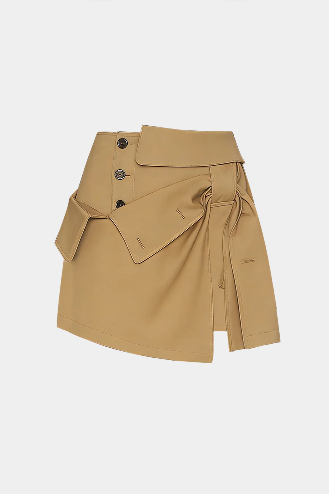 Button Ruched Asymmetrical Skirt - Flockneti