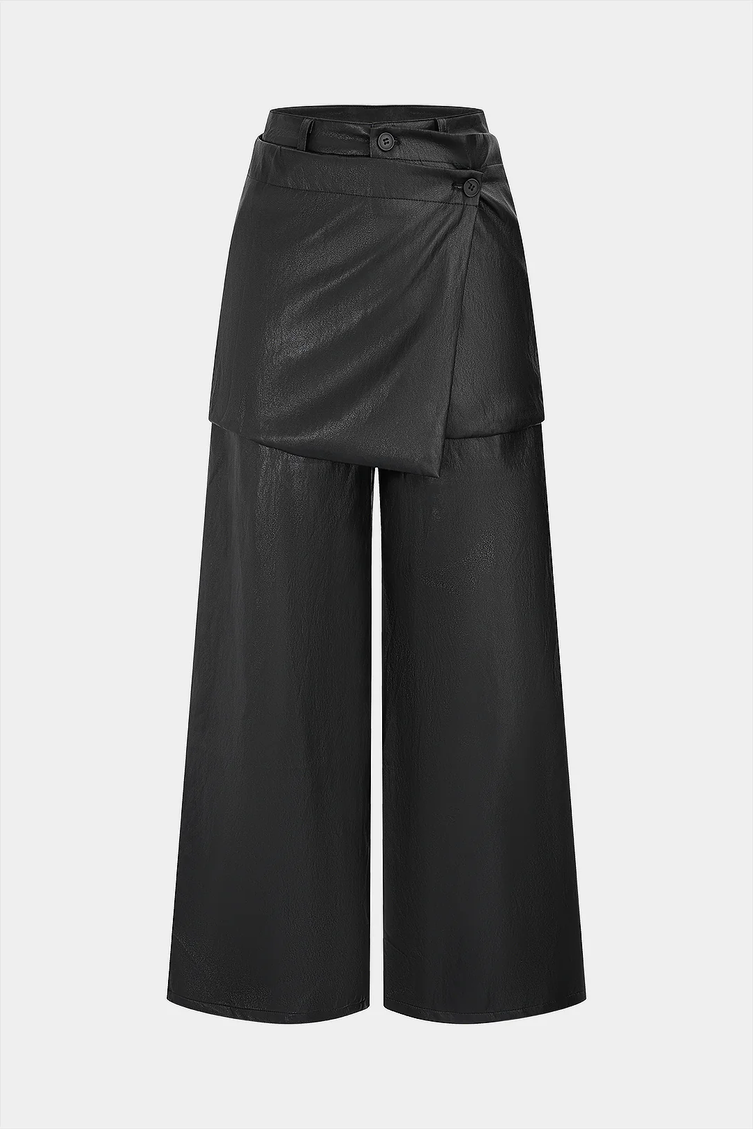 Faux Leather Asymmetrical Wide Leg Pants - Flockneti