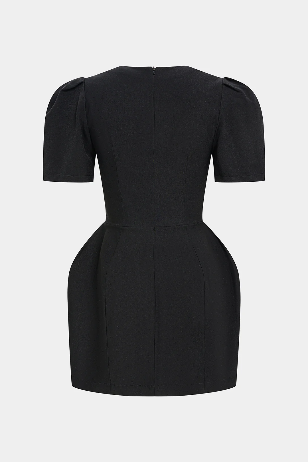 Solid Zipper Short Sleeve Mini Dress - Flockneti