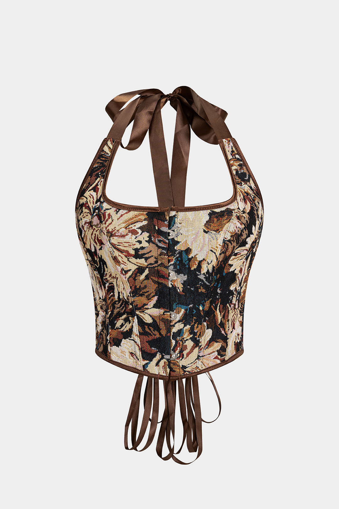 Jacquard Halter Tie Back Backless Cami Top - Flockneti