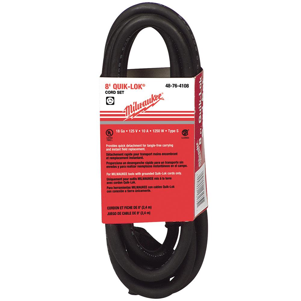 Milwaukee 8 ft. 3-Wire QUIK-LOK with Twist Style Plug Cord - Flockneti