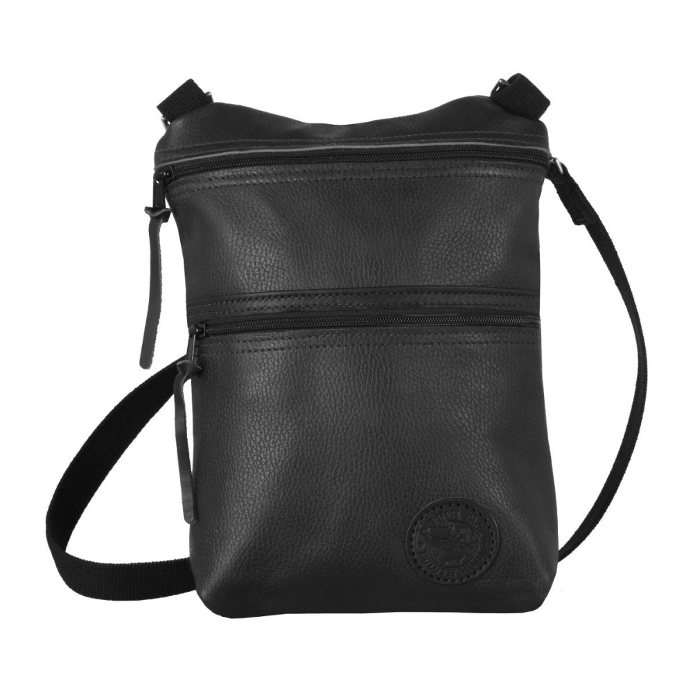 Duluth Pack 4 Liter Capacity Black Pebbled Leather Traverse Crossbody Bag - Flockneti