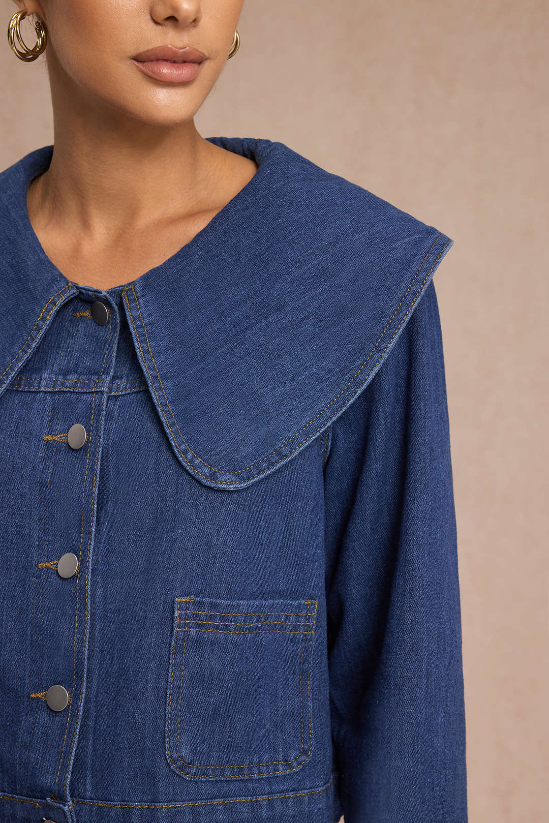 Denim Lapel Outerwear - Flockneti