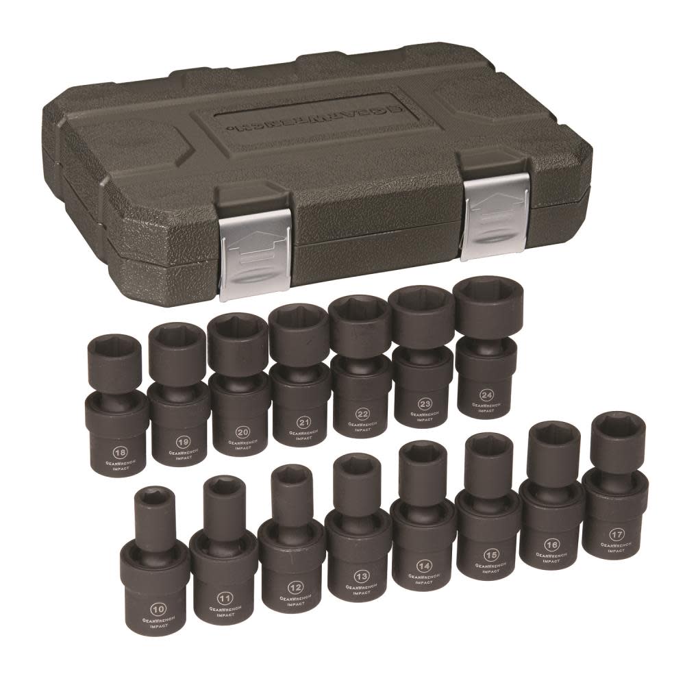 GEARWRENCH Universal Impact Socket Set 15 pc. 1/2 In. Drive 6 Point Metric - Flockneti