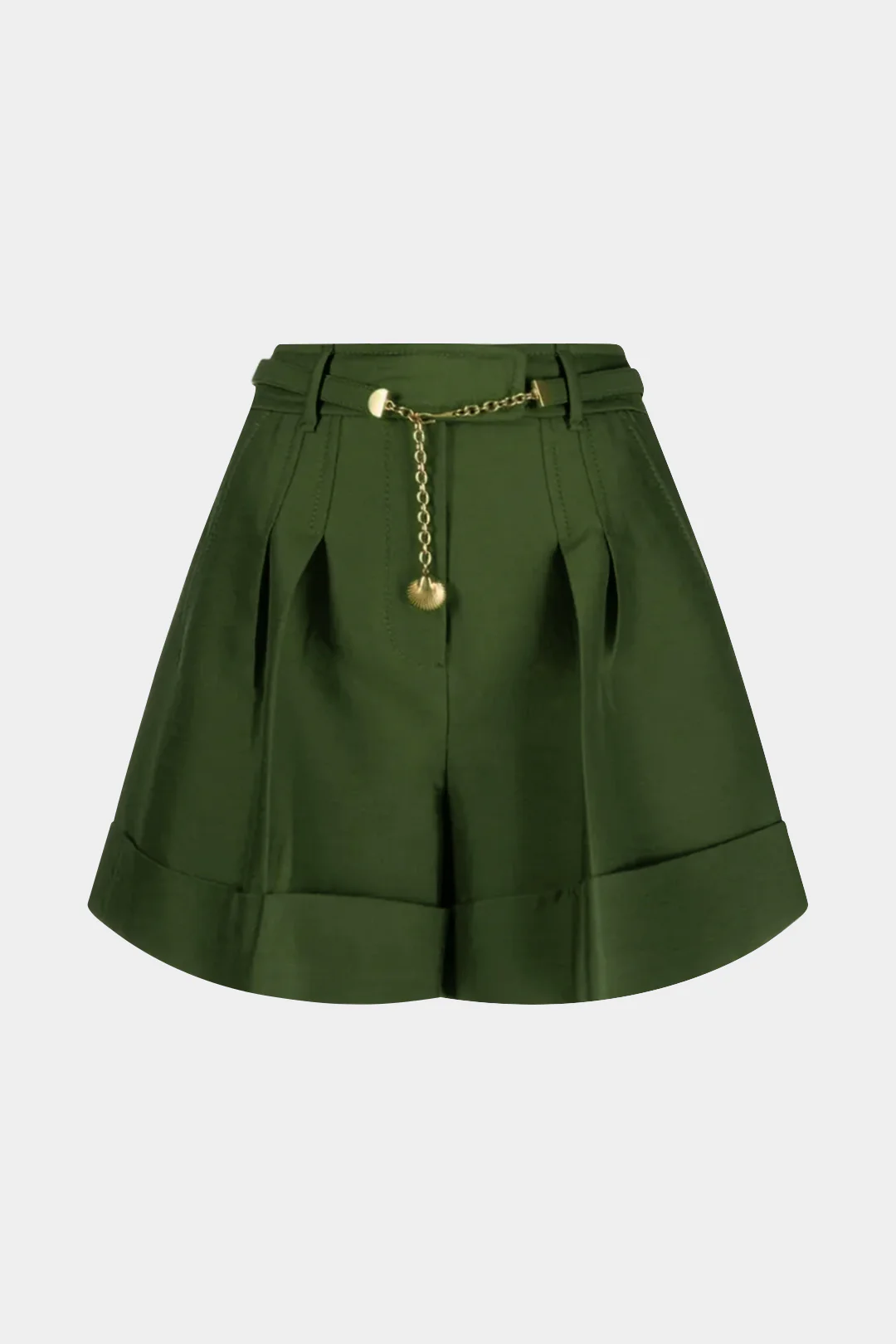 High Waist Belted Metallic Decor Wide Leg Shorts - Flockneti