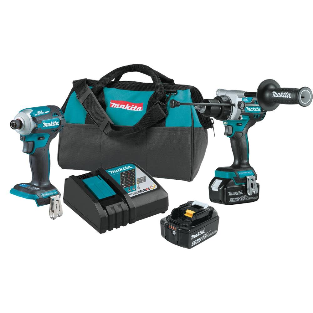 Makita 18V LXT Lithium-Ion Brushless Cordless 2 Piece Combo Kit 5.0Ah - Flockneti