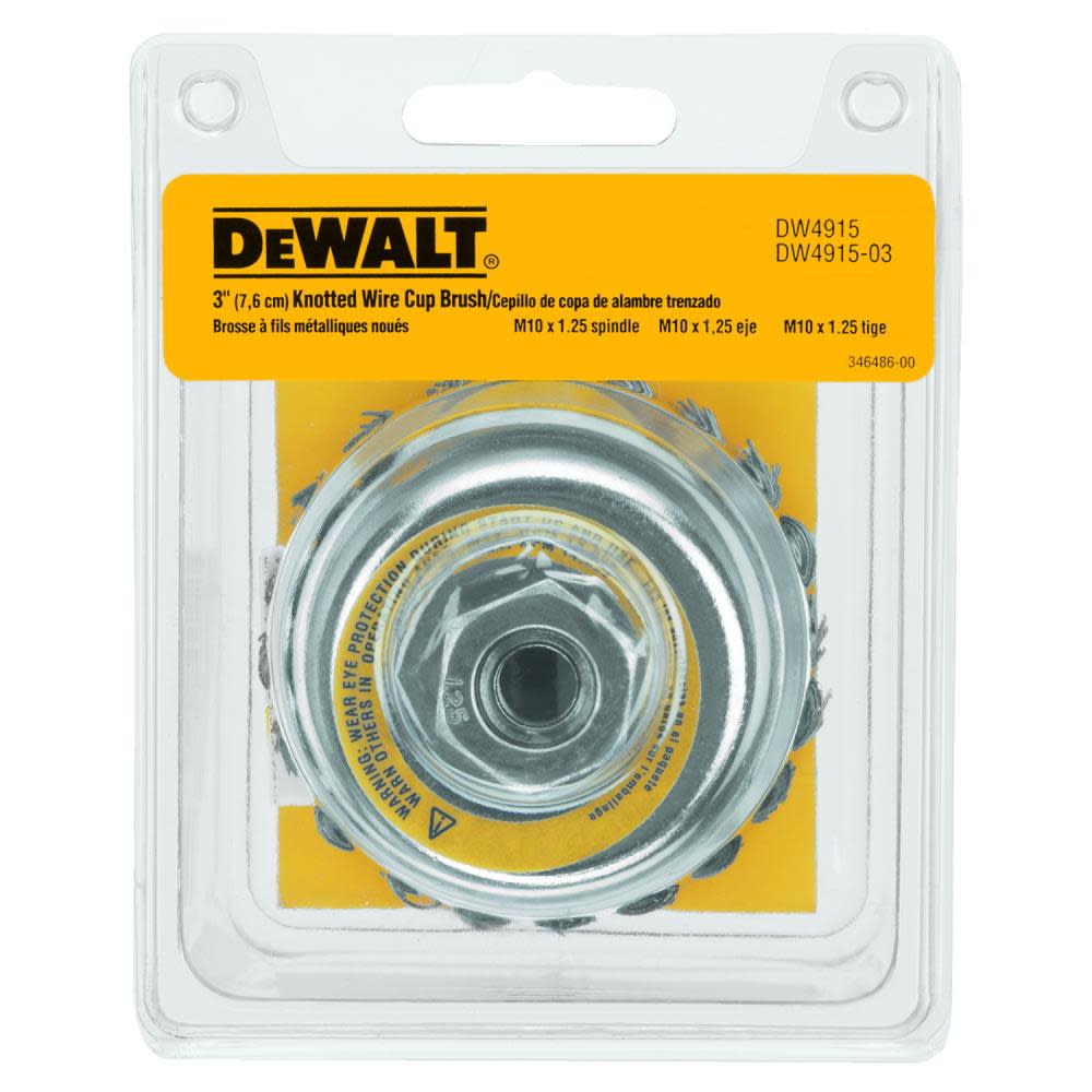 DEWALT 3-in Knotted Cup Wire Brush with 10 mm x 1.25-in Arbor - Flockneti