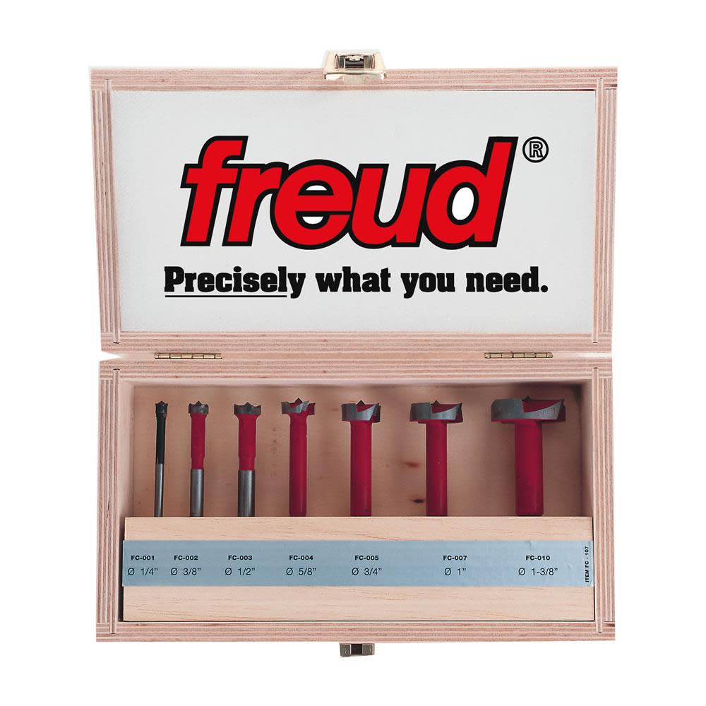 Freud Seven Piece Carbide Forstner Drill Bit Set (1/4 In. to 1-3/8 In.) - Flockneti
