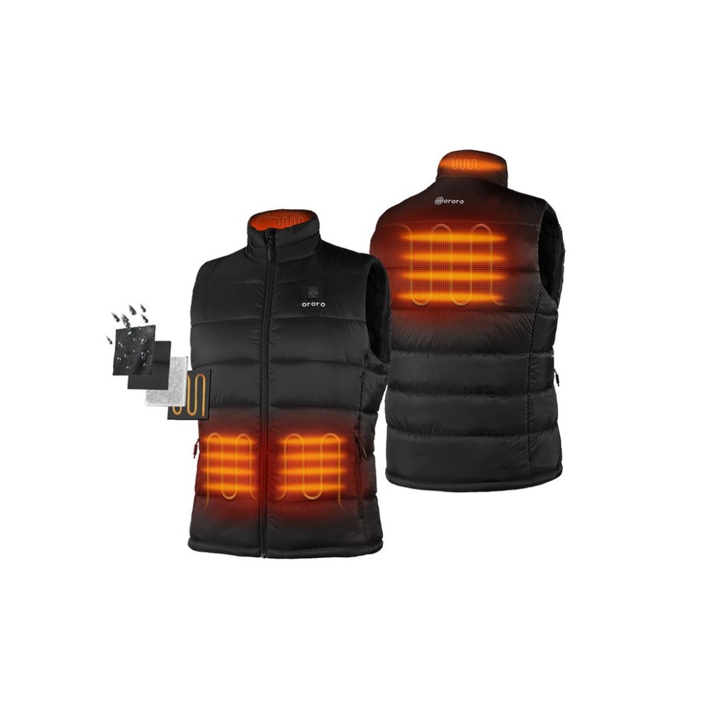 ORORO Mens Black Classic Heated Vest Kit XL - Flockneti