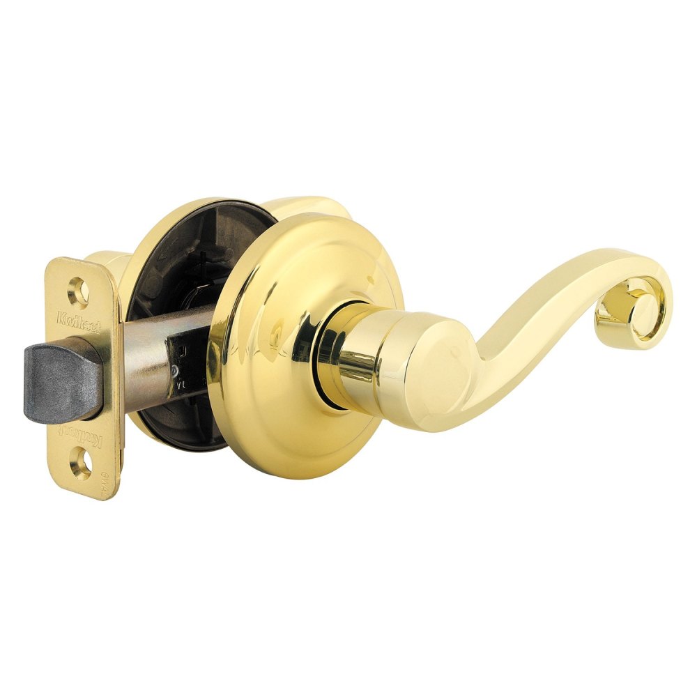 Kwikset Polished Brass Lido Surface Mount Right Half Dummy Door Lever - Flockneti