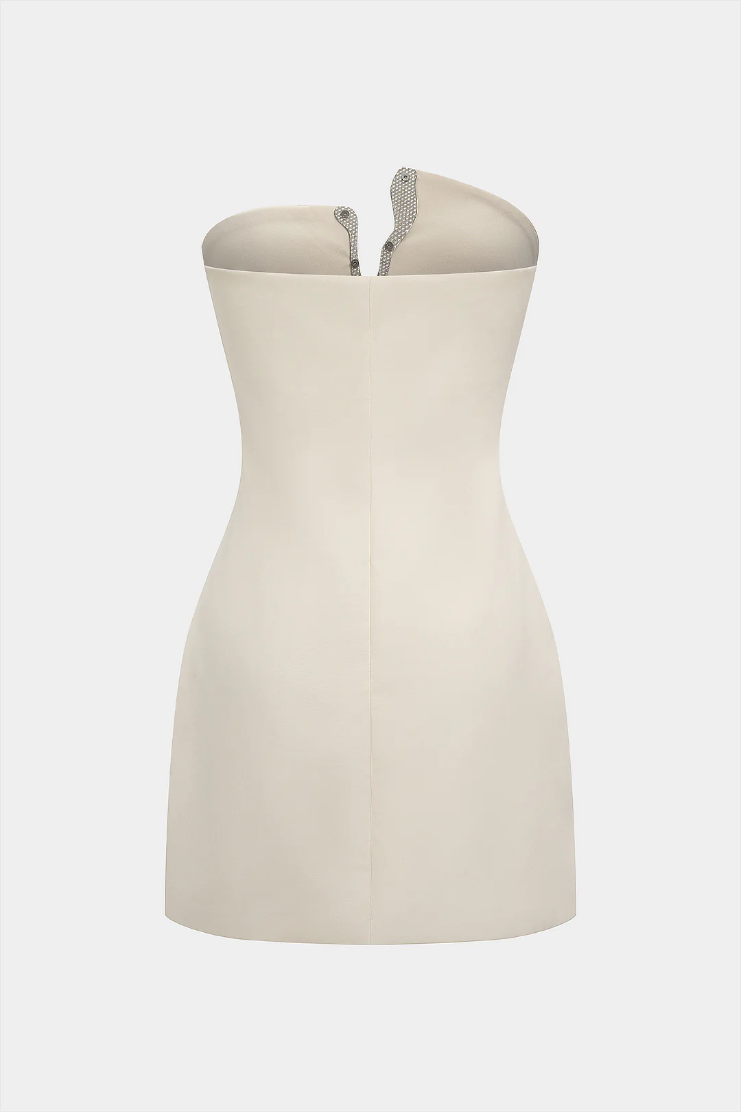 Asymmetrical Rhinestone Decor Strapless Sleeveless Mini Dress - Flockneti