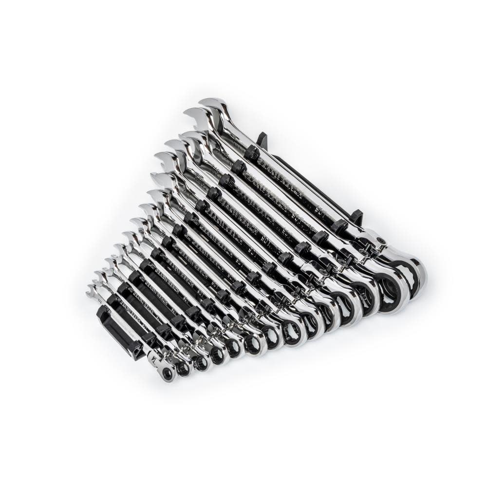 GEARWRENCH 14 Pc 90T 12 Point Flex Head Ratcheting Combination SAE Wrench Set - Flockneti