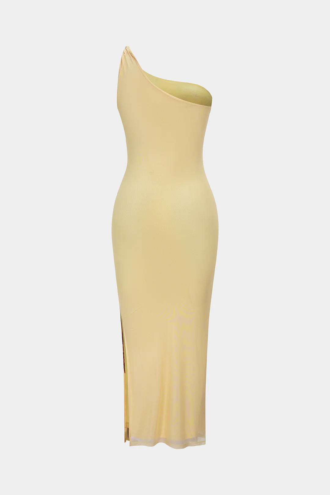 Floral Print Mesh Asymmetrical One Shoulder Twist Knot Sleeveless Midi Dress - Flockneti
