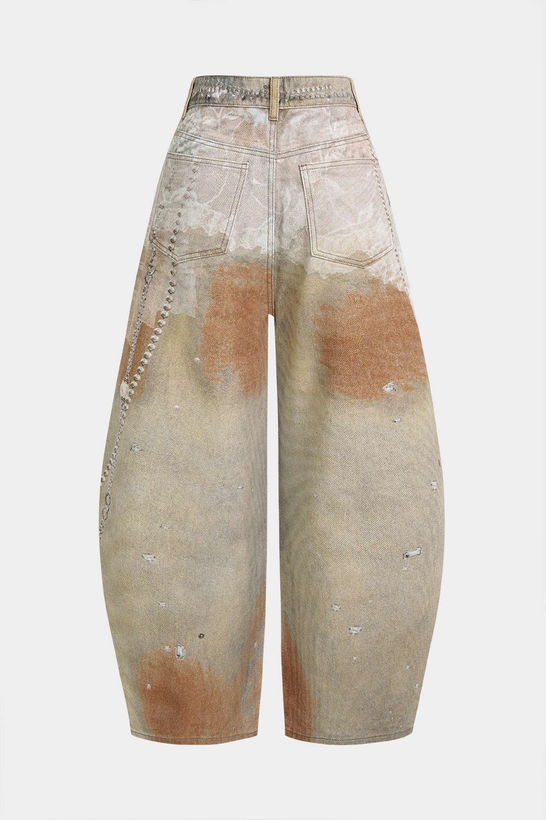 Artistic Denim Print Wide Leg Pants - Flockneti