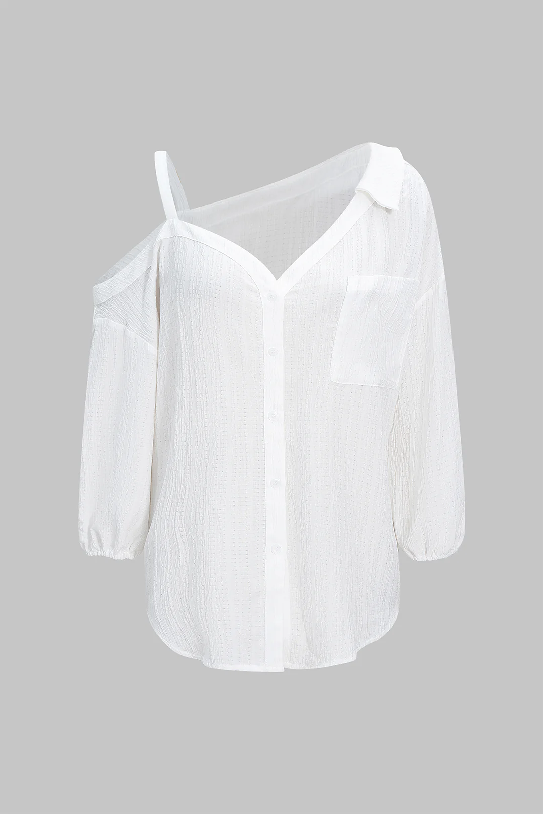 Button Asymmetrical Backless Long-Sleeve Shirt - Flockneti