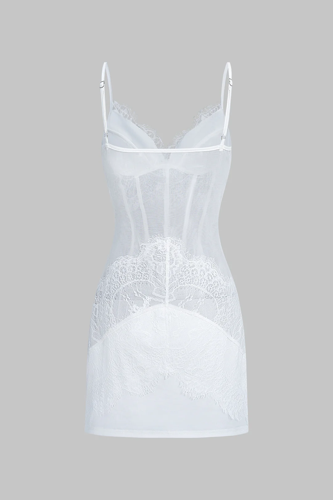 Lace V-Neck Corset Backless Slip Sleeveless Mini Dress - Flockneti