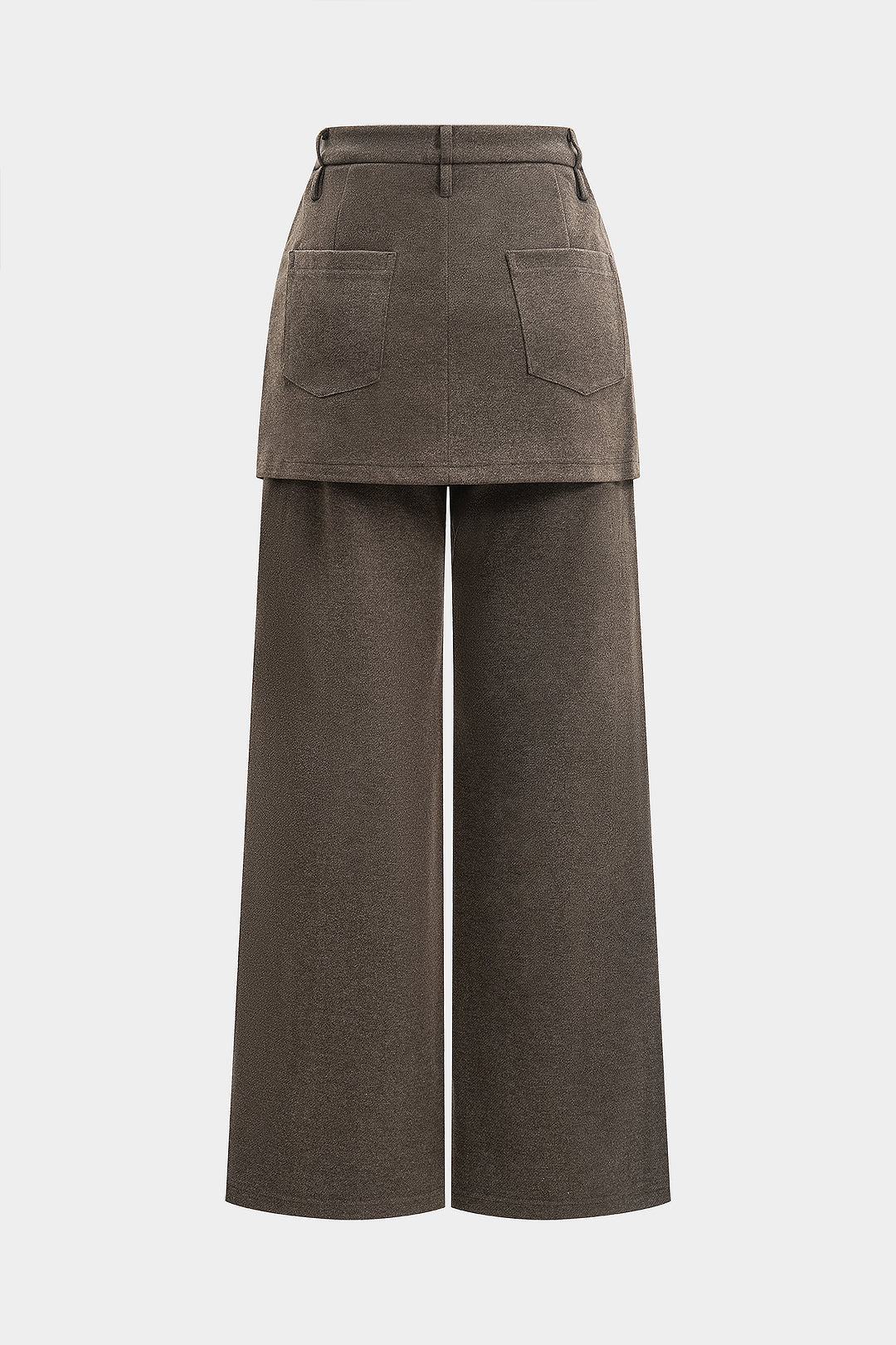 Solid Fake Pockets Straight Leg Zipper Pants - Flockneti
