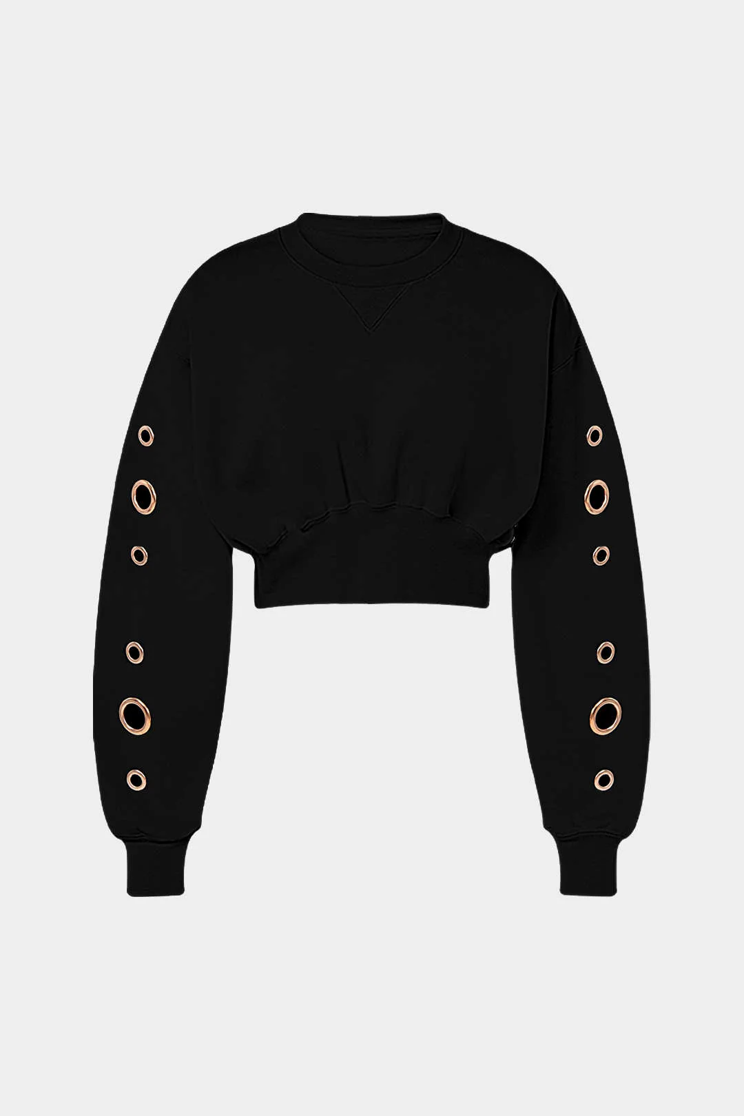 Metallic Eyelet Long-Sleeve Top - Flockneti