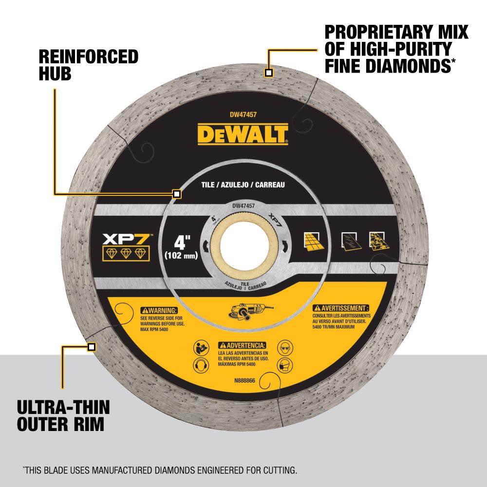 DEWALT Diamond Blade 4″ CONTINUOUS XP7 TILE - Flockneti