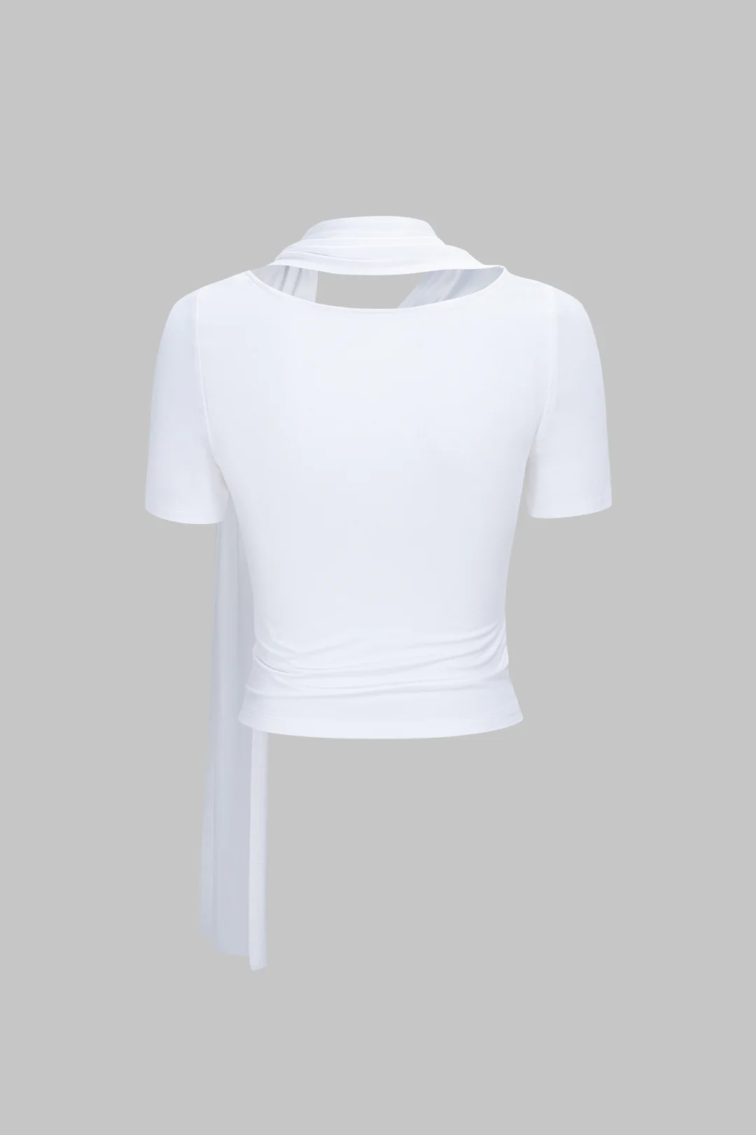 Metallic Decor Ruched Asymmetrical Short Sleeve T-Shirt - Flockneti