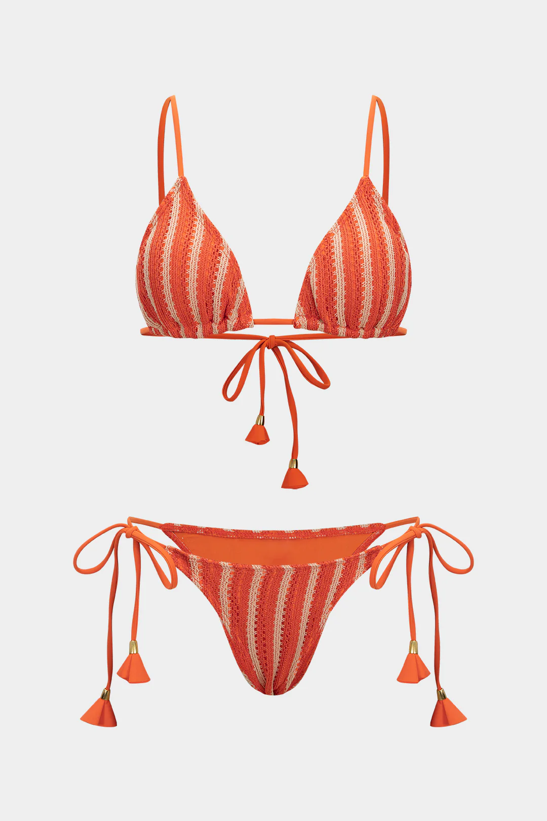 Striped Tie-Up Bikini Set - Flockneti