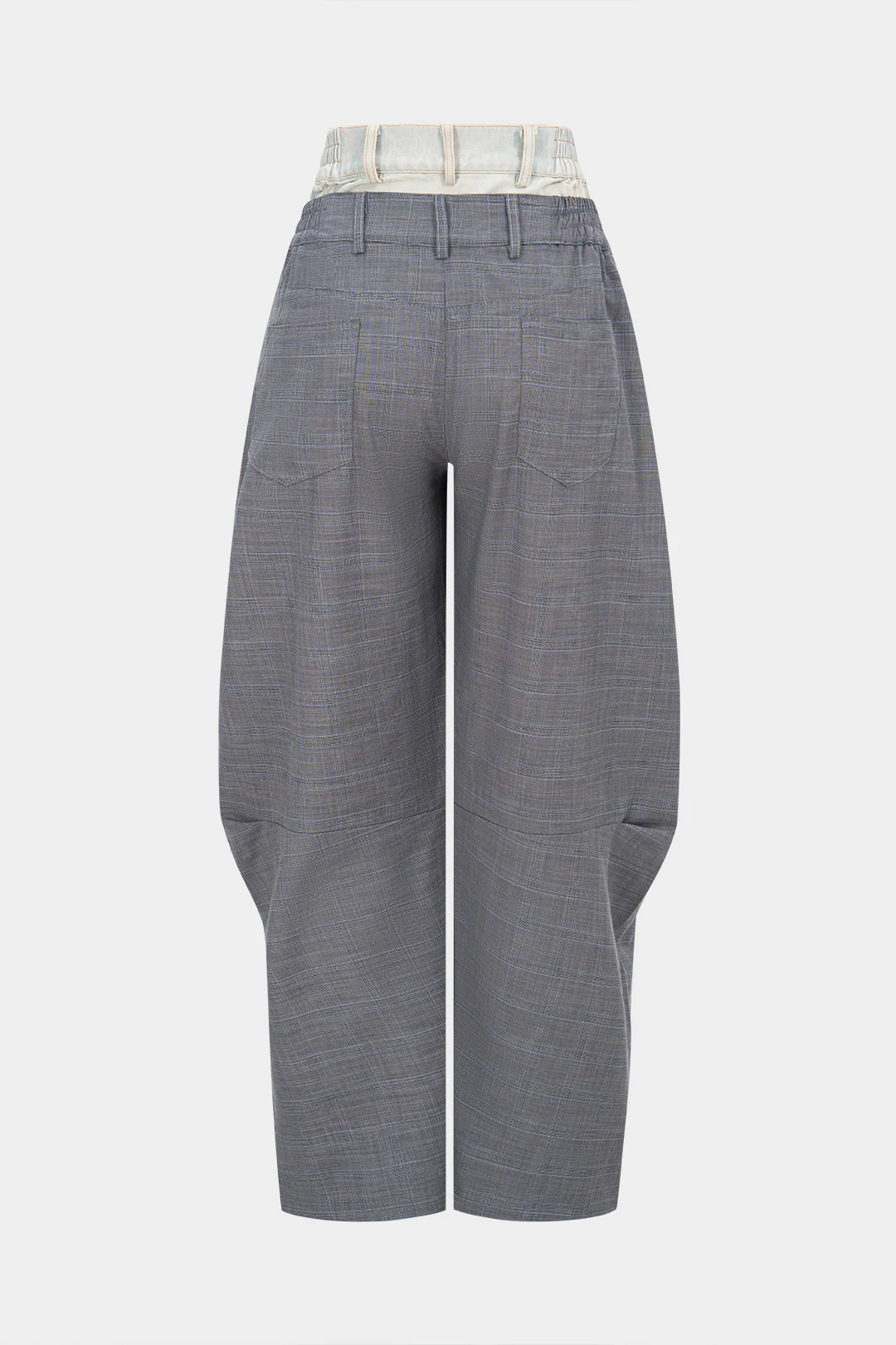 Plaid Contrast Print Double Waistband Pants - Flockneti