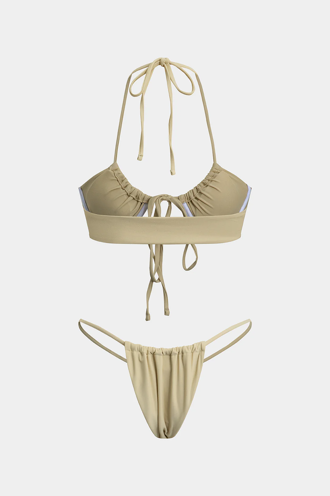 Halter Neck Tie Up Ruched Bikini Set - Flockneti