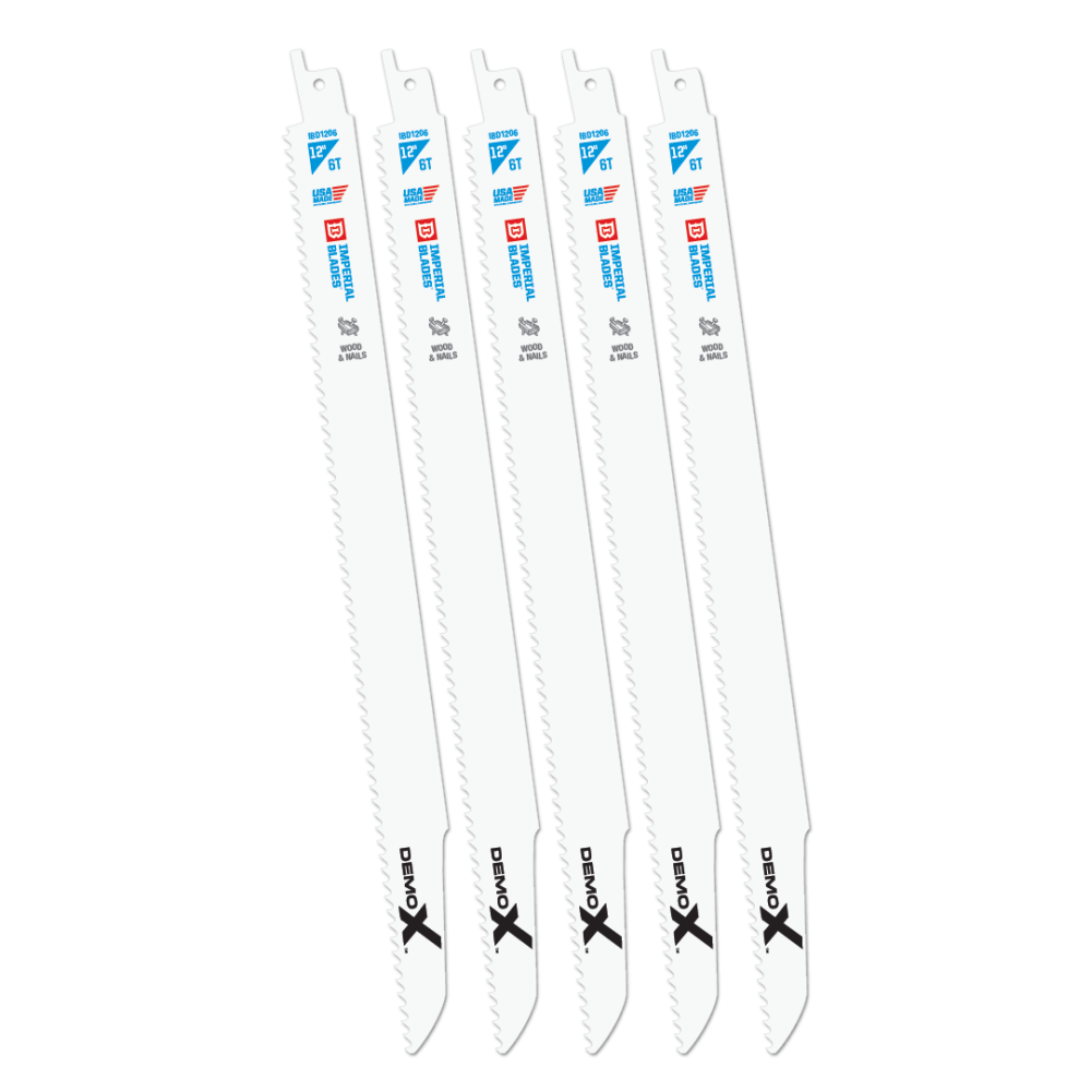Imperial Blades Demolition 12″ 6 TPI Wood & Nails Reciprocating Blade 5PC - Flockneti
