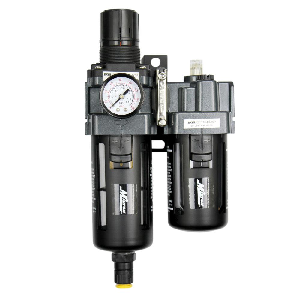 Milton 3/8″ NPT Polycarbonate FRL Air Filter Regulator with Lubricator - Flockneti