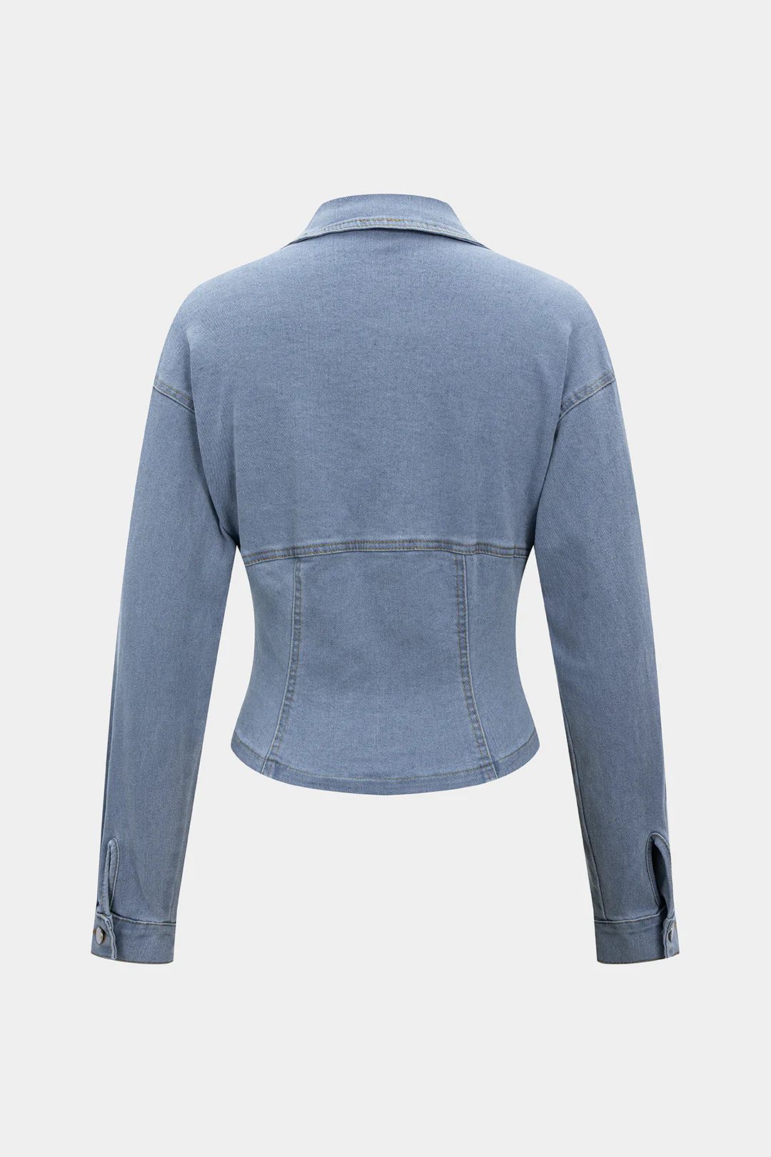 Denim Lapel Zipper Outerwear - Flockneti