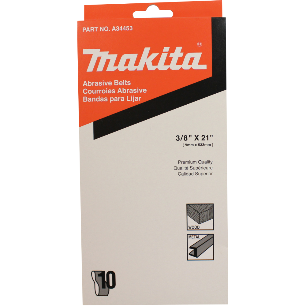 Makita 3/8″ x 21″ Abrasive Belt 60 Grit 10/pk - Flockneti