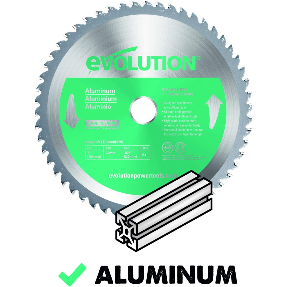 Evolution Power Tools 7″ x 54T Aluminum Cutting Circular Saw Blade - Flockneti