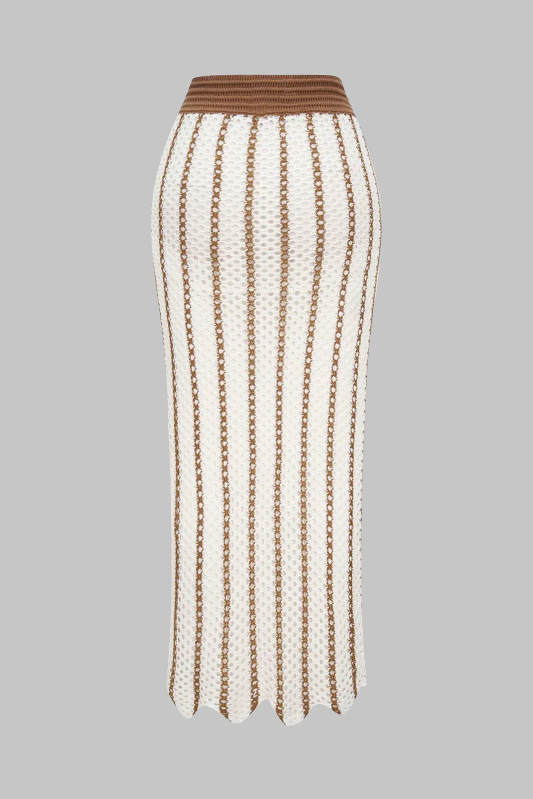 Knit Contrast Hollow Out Skirt - Flockneti