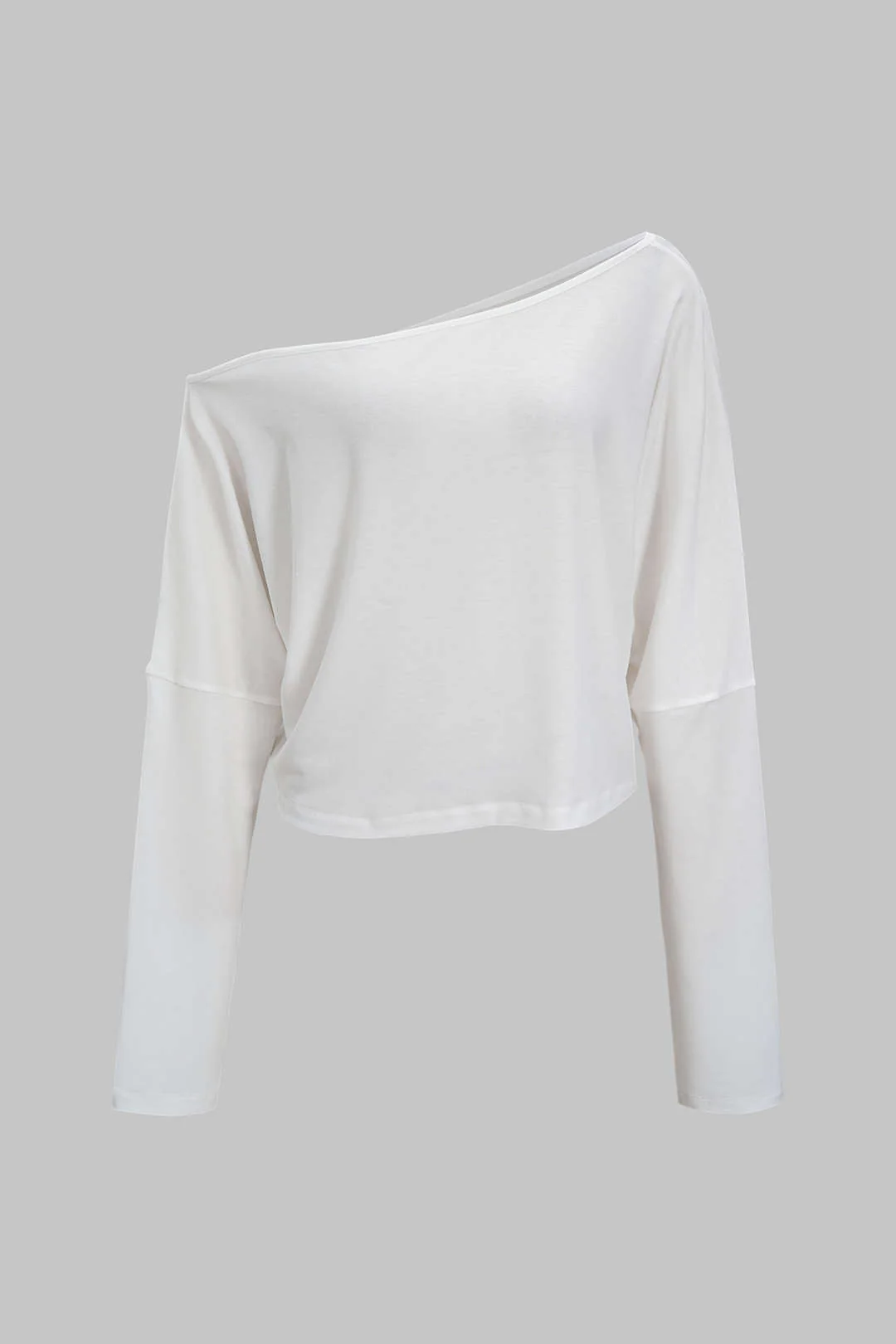 Asymmetrical Neck Long-Sleeve Top - Flockneti