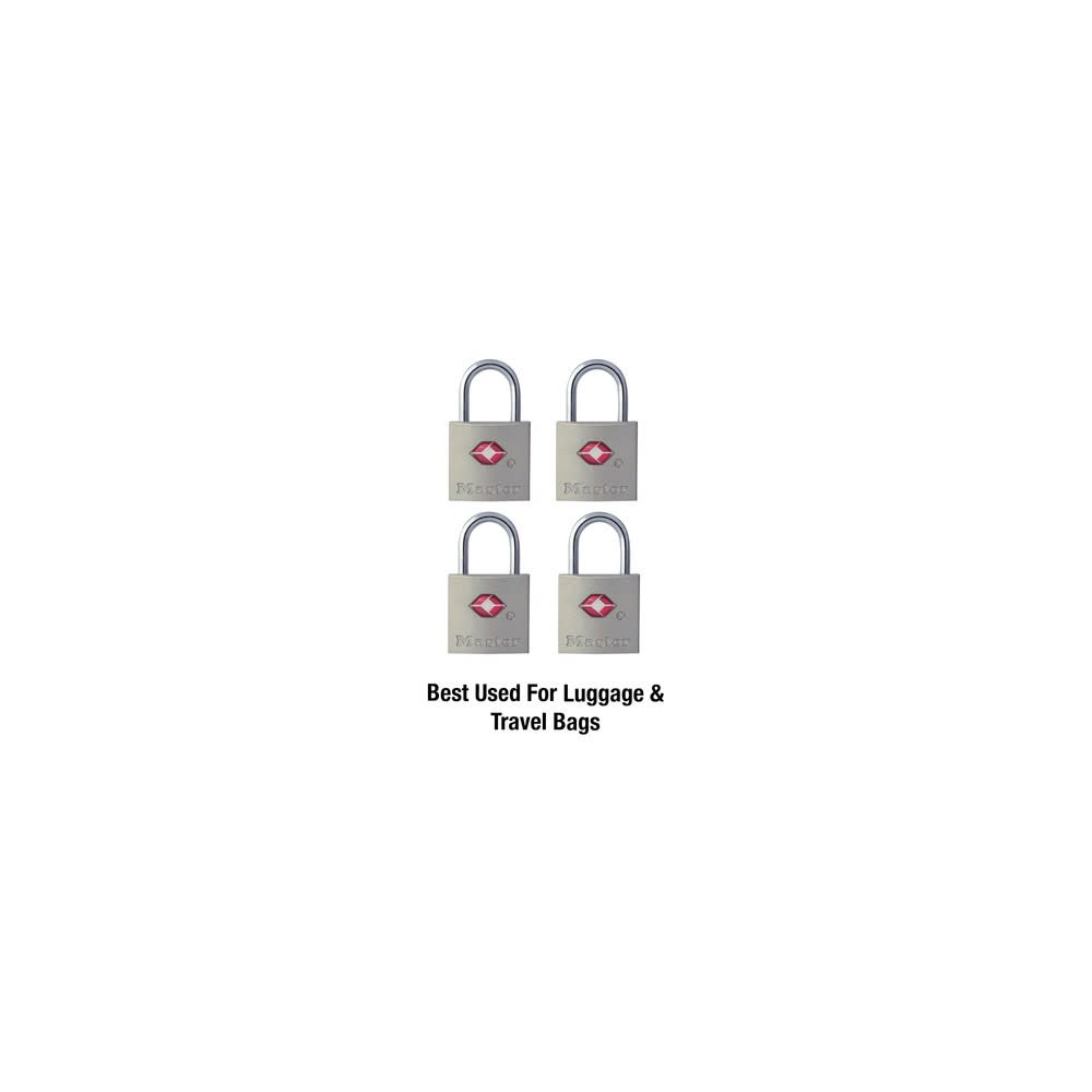 Master Lock Luggage Padlock 7/8″ Solid Metal TSA Accepted 4pk - Flockneti