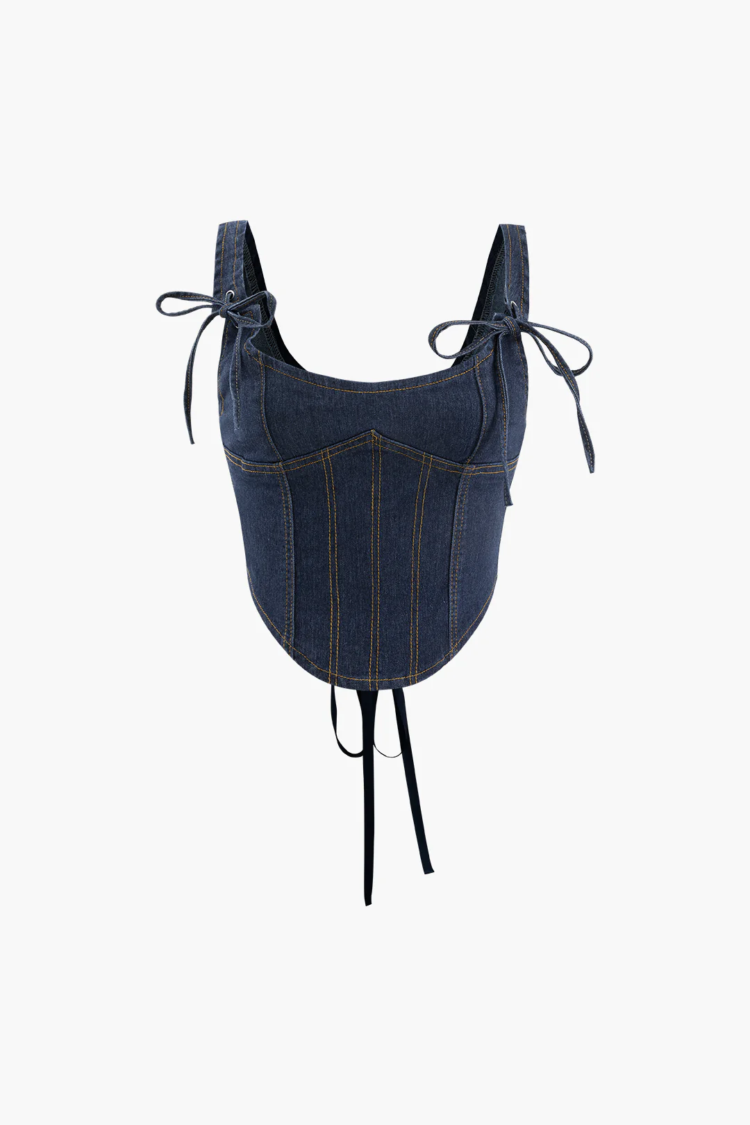 Denim Tie Up Corset Tank Top - Flockneti