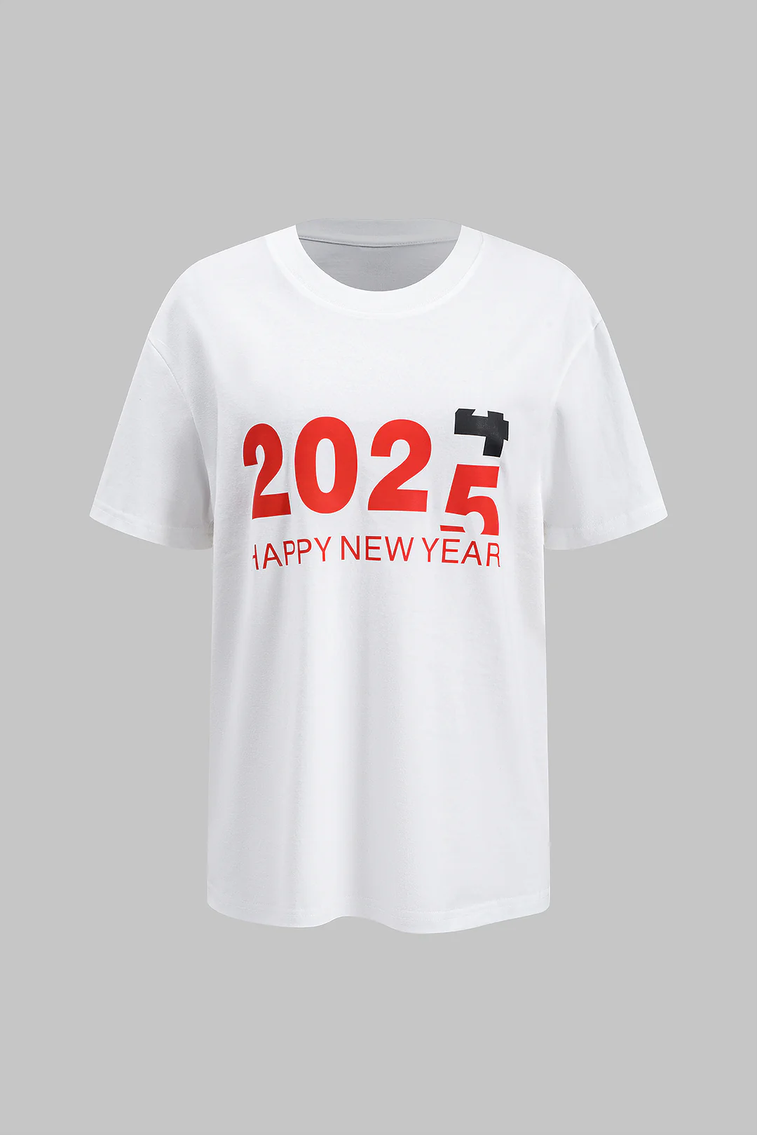 Letter Print Round Neck Short Sleeve T-Shirt - Flockneti