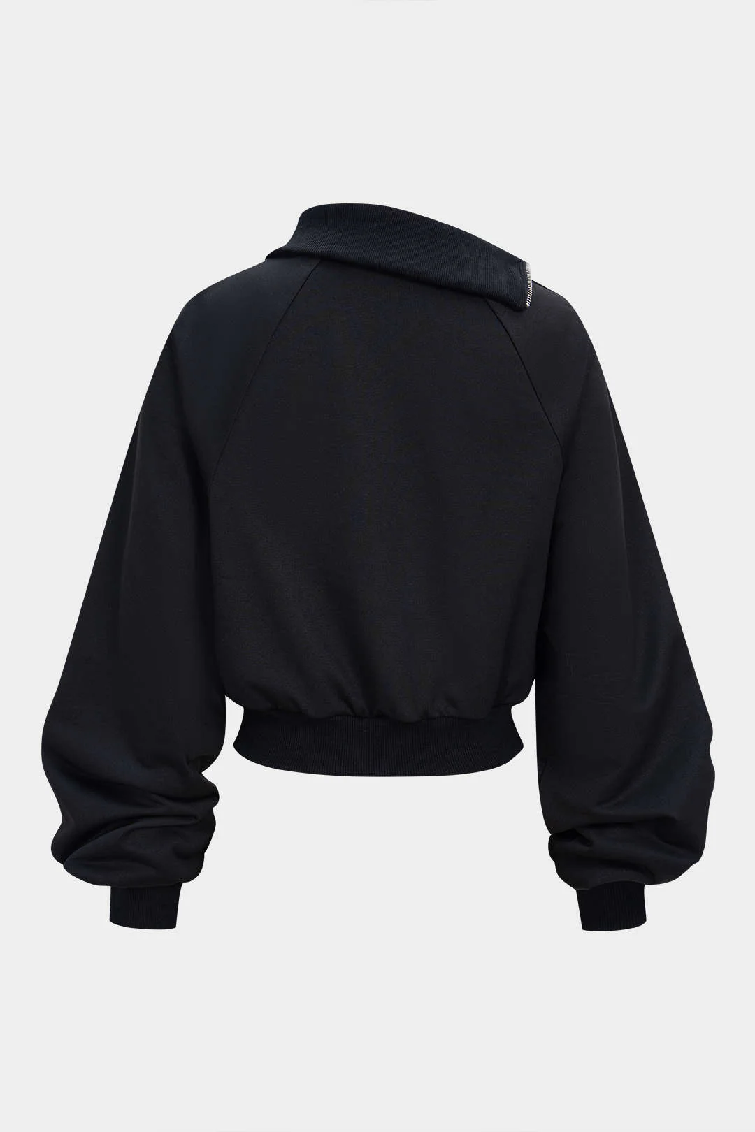 Asymmetrical Lapel Neck Zipper Sweatshirt - Flockneti