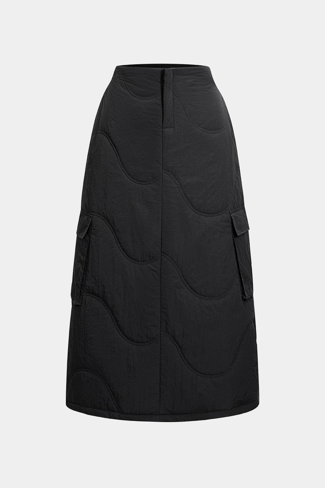 Seamdetail Shirred Waistband Pocket Skirt - Flockneti