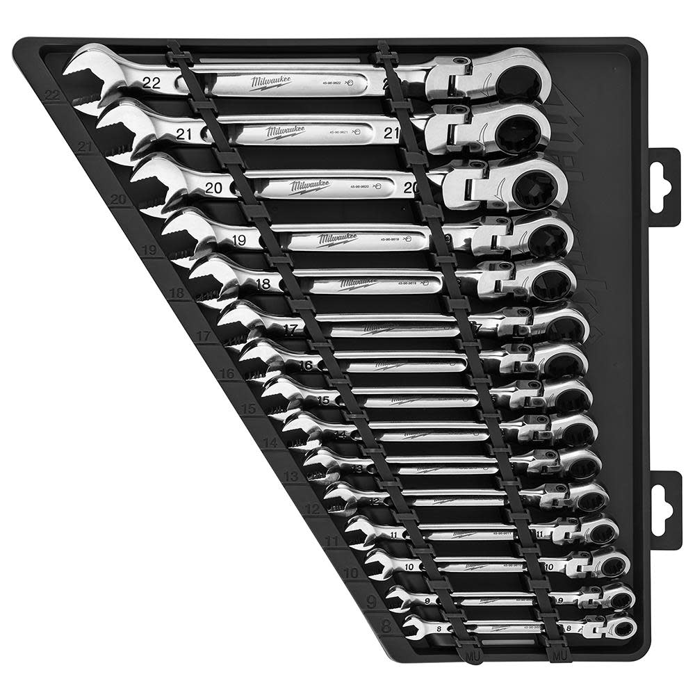 Milwaukee Combination Wrench Set Metric Flex Head Ratcheting 15pc - Flockneti