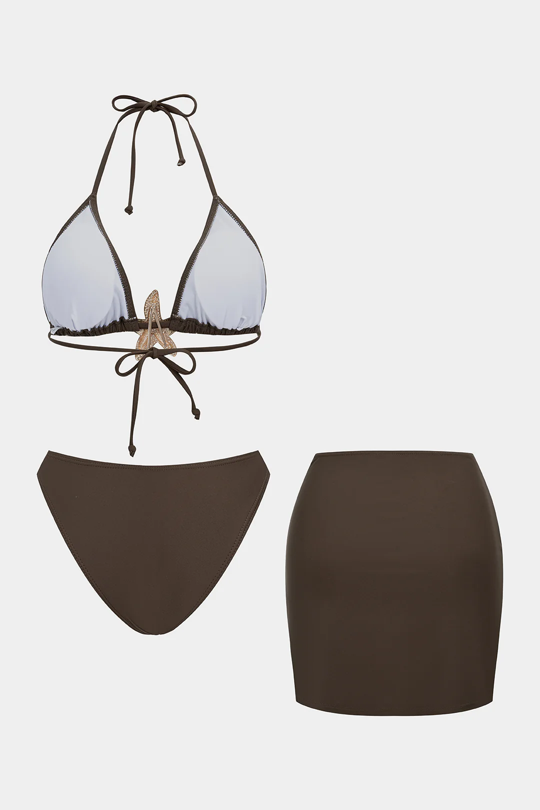Metallic Cut Out Tie Back Bikini Set - Flockneti
