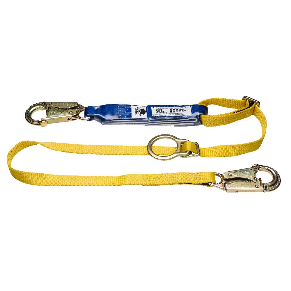 Werner 6 Ft. DeCoil Tie-Back Adjustable Single Leg Lanyard (DCELL Shock Pack Snaphook 1 in Web) - Flockneti