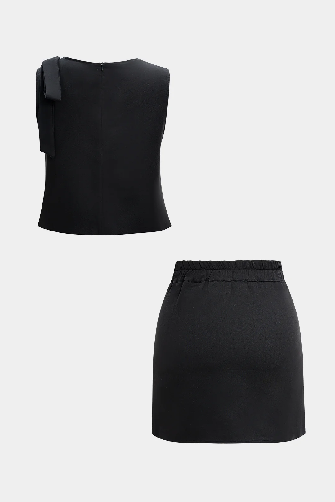 Metallic Decor Tank Top Sleeveless And High-Waisted Mini Skirt Set - Flockneti