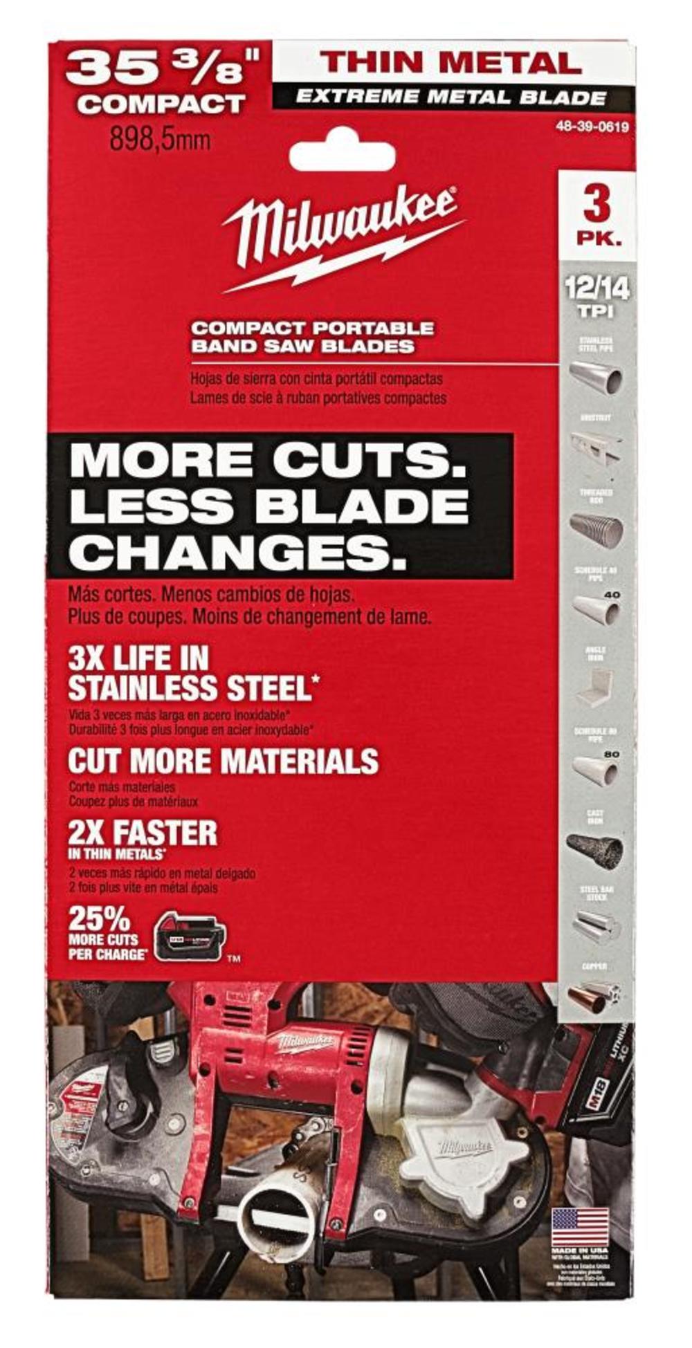 Milwaukee Extreme Thin Metal Band Saw Blades 3PK Compact - Flockneti
