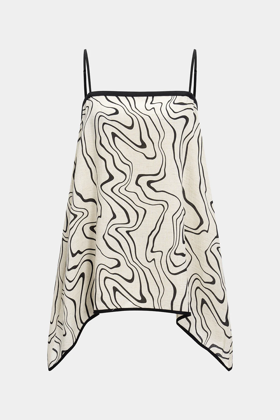 Abstract Print Linen Slip Detail Cami Top - Flockneti
