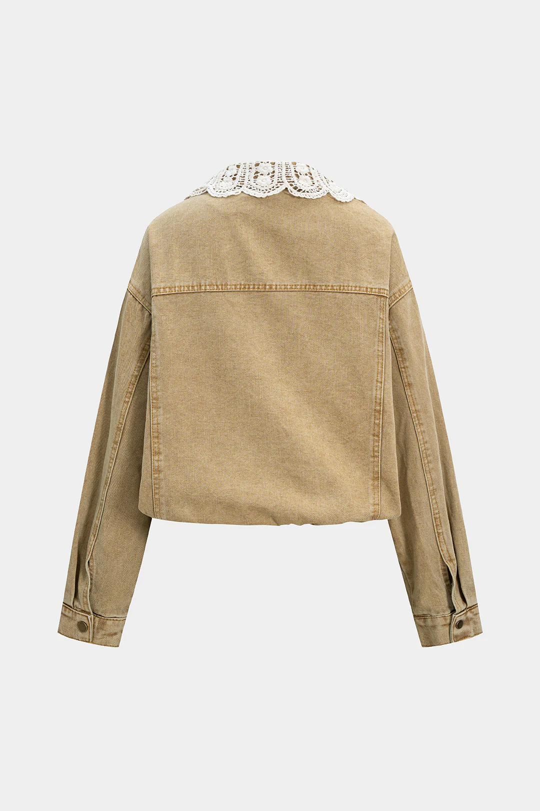 Denim Patchwork Drawstring Outerwear - Flockneti