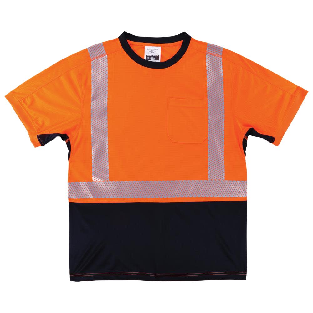 Ergodyne GloWear 8283BK Performance Hi Vis T Shirt Black Bottom Orange 3X - Flockneti