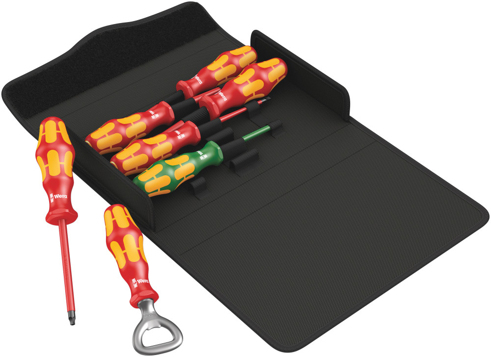 Wera Tools 7pc Kraftform Plus 100 iS/7 Set 3 VDE Screwdriver Set - Flockneti